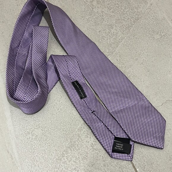 Ralph Lauren Black Label Purple / White Houndstooth Silk Tie - Picture 2 of 3